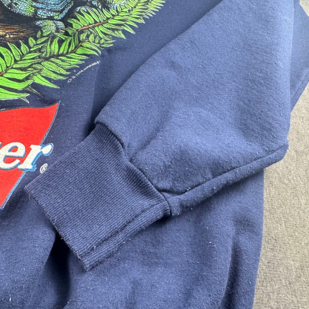 Vintage 1998 Budweiser Louis the Lizard Sweatshirt Hanes Navy Blue Large - Picture 3 of 9